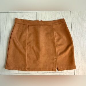 Suede camel color Mini Skirt